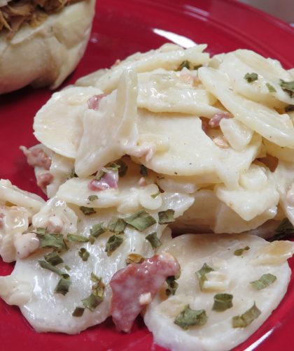 Bacon Ranch Potato Salad on a plate