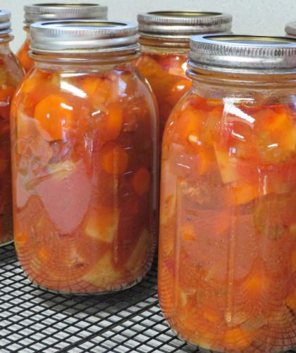 Quart jars of beef stew