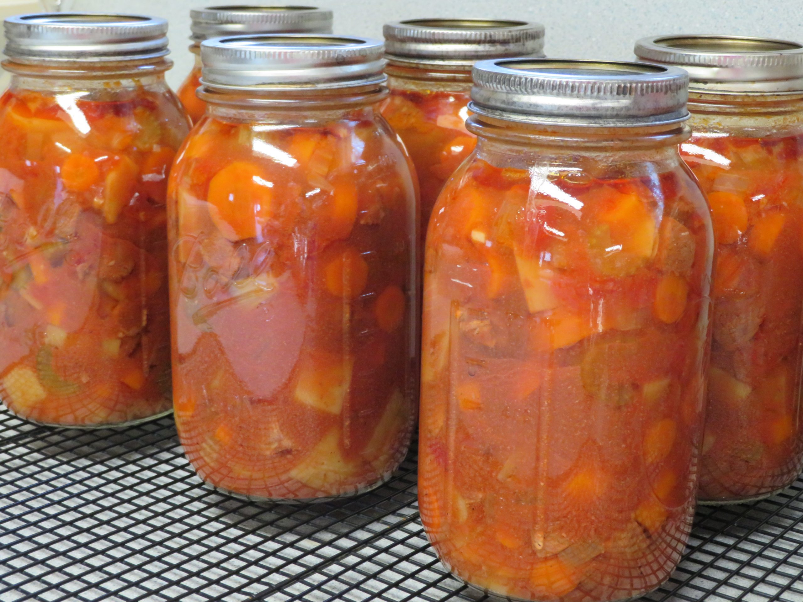 Quart jars of beef stew