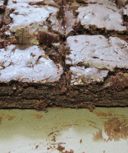 Cut brownies in a pan