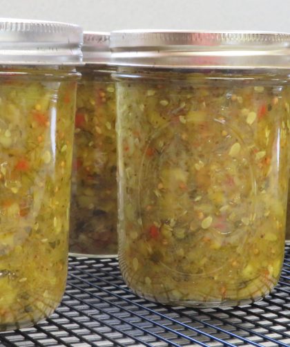 Pint jars of sweet zucchini relish