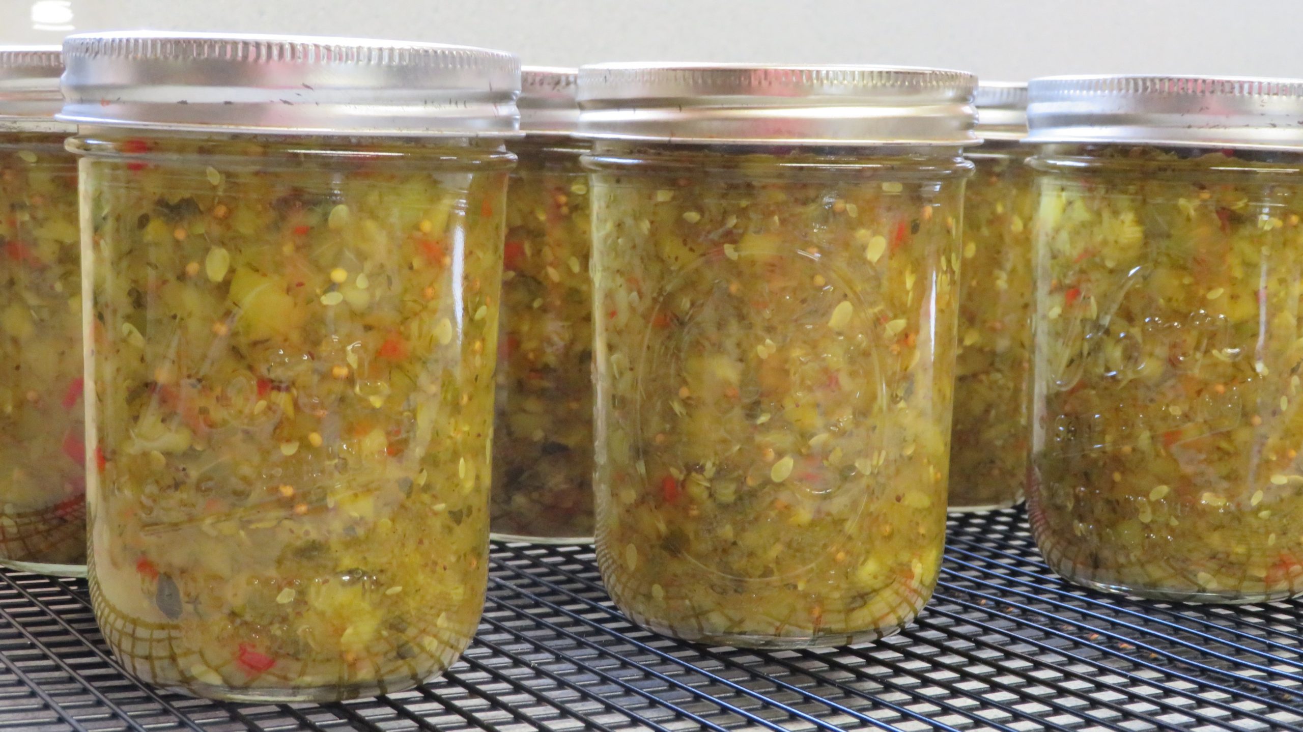 Pint jars of sweet zucchini relish