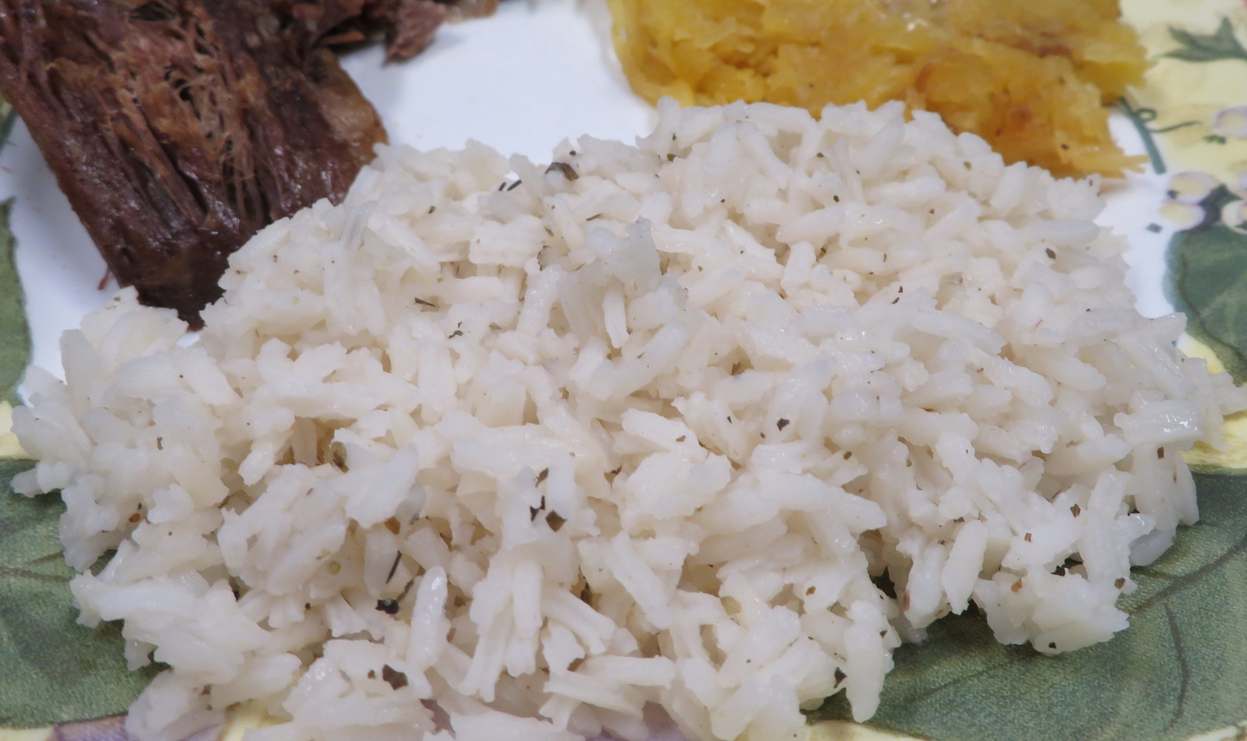 Herbed rice on a dinner plate