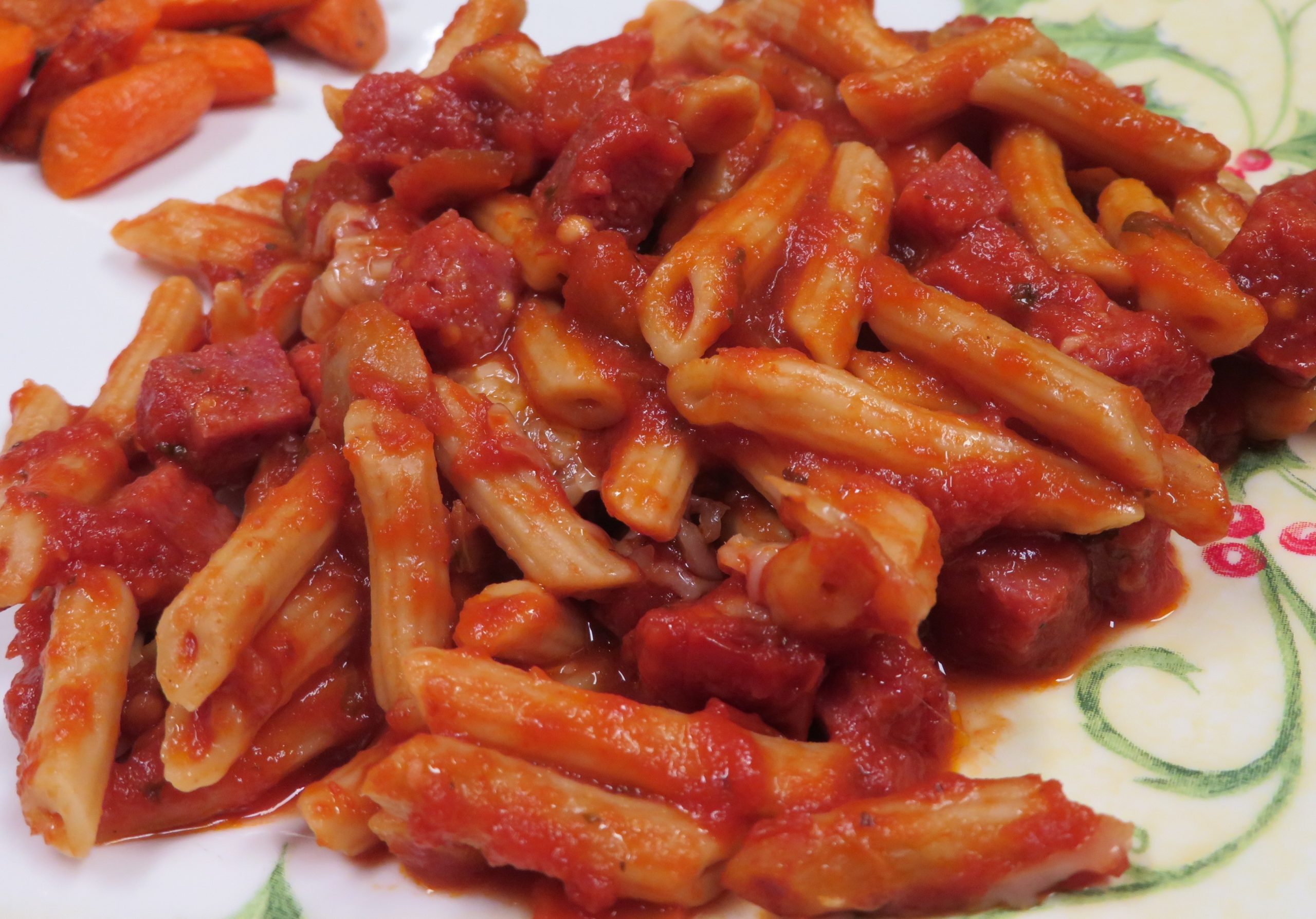 Sausage Penne Bake on a dinner plate