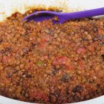 Cooked Crockery Lentils in a slow cooker