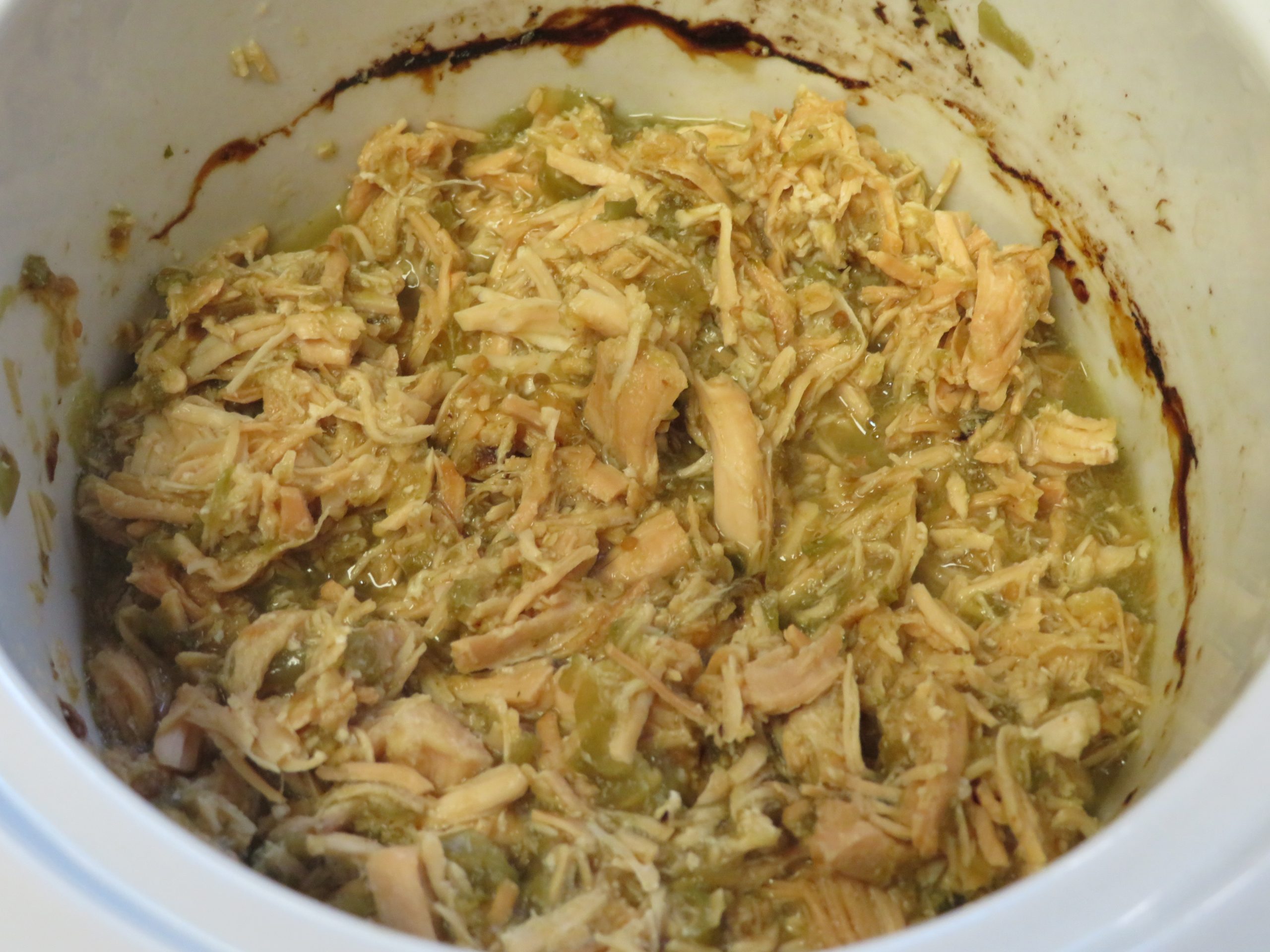 Green Salsa Chicken in a slow cooker