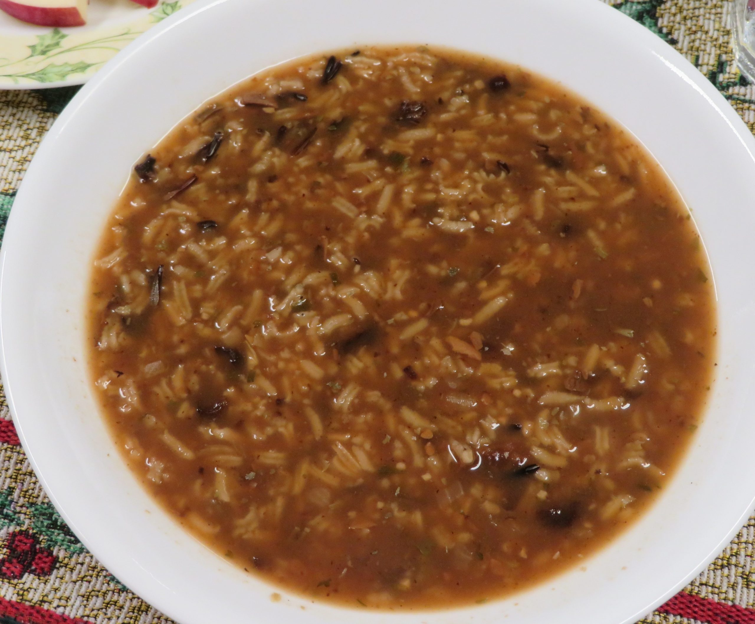 A bowl of Wild Rice and Mushroom Soup