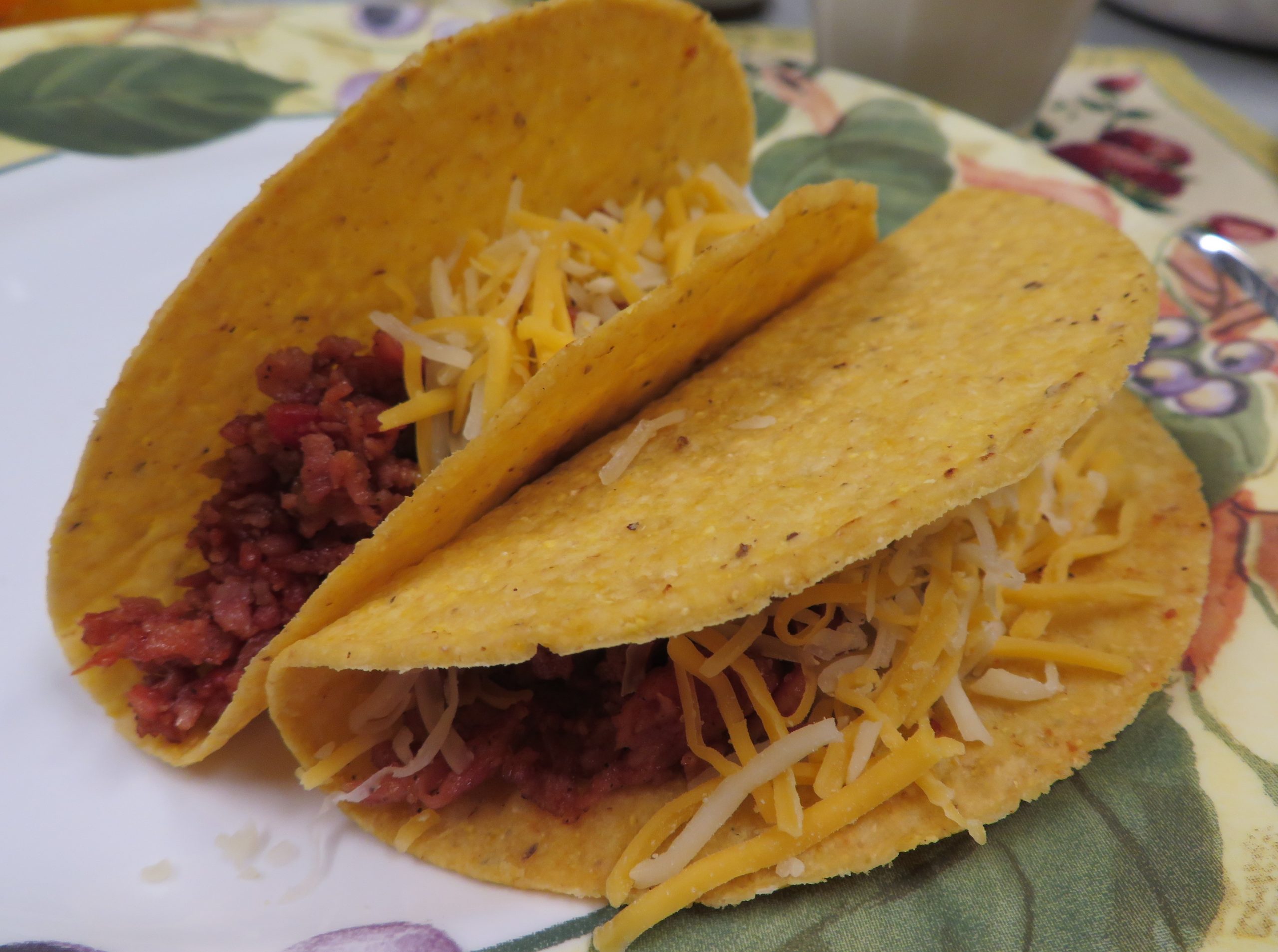 Two Spam tacos on a plate