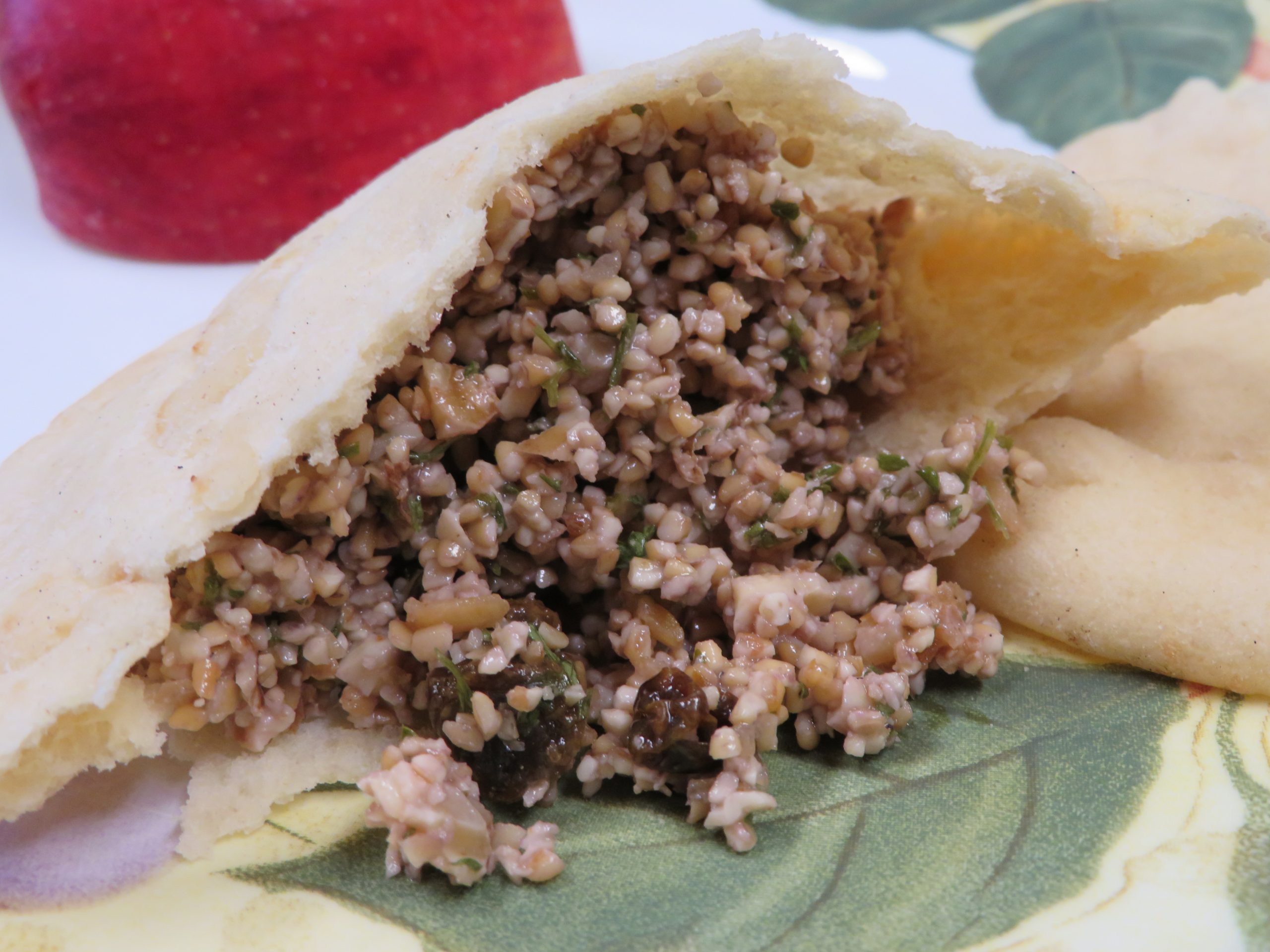 Bulgur Walnut Salad in a pita