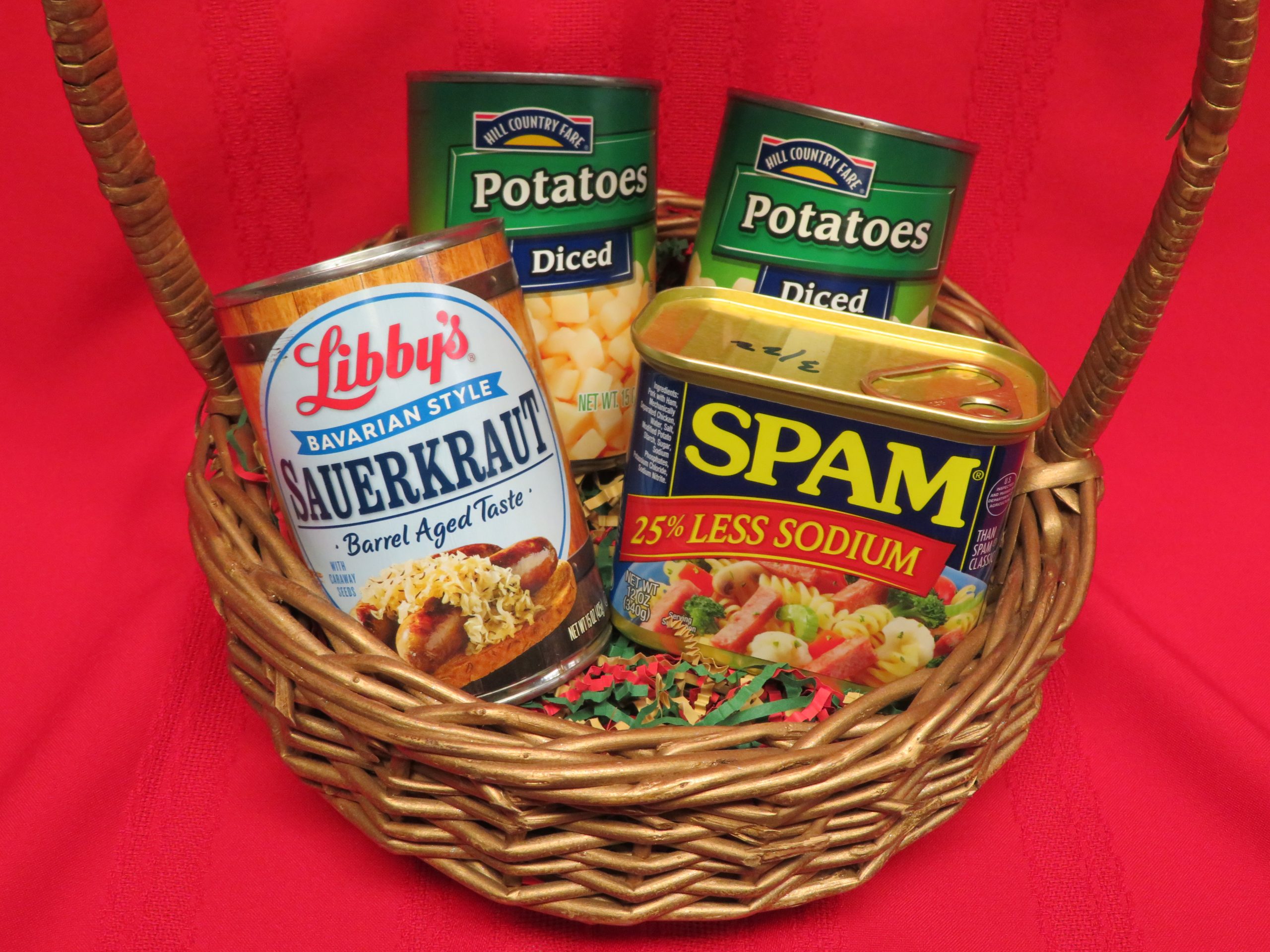 Bavarian Spam Skillet ingredients in a basket