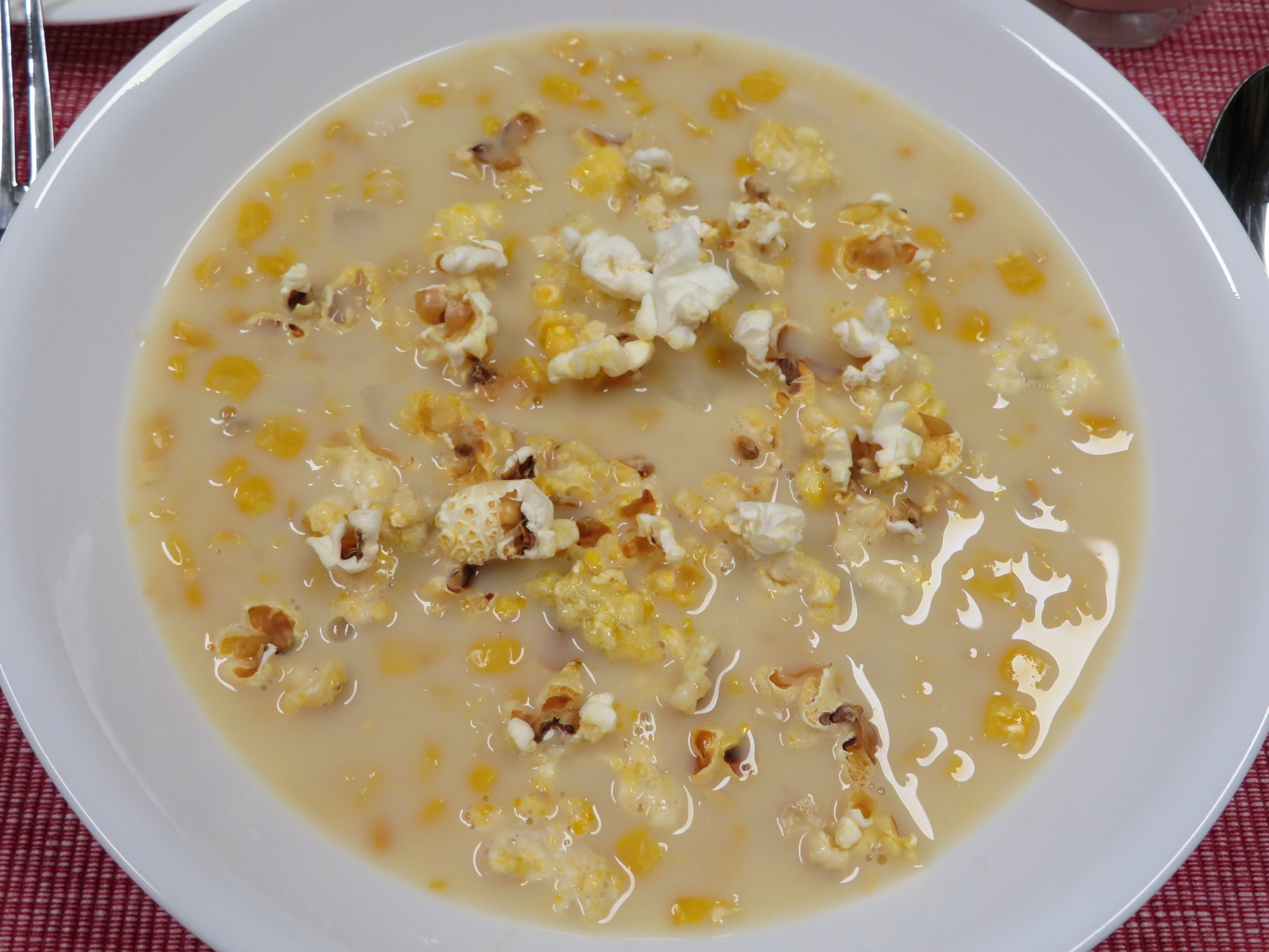 A bowl of Popcorn Soup