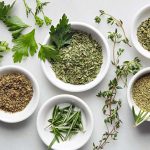 A selection of dried and fresh herbs