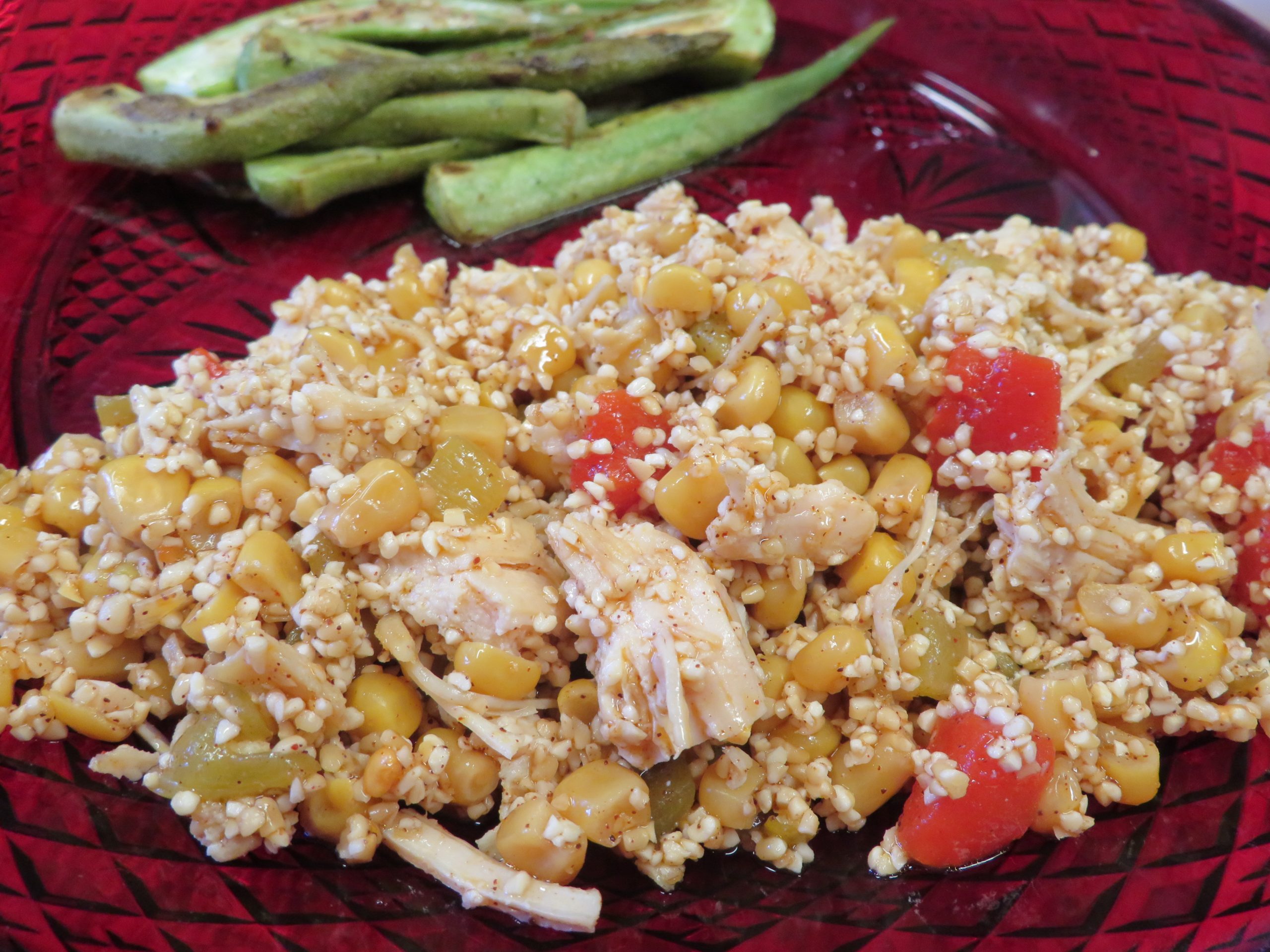 Southwestern Chicken Bulgur Salad on a dinner plate