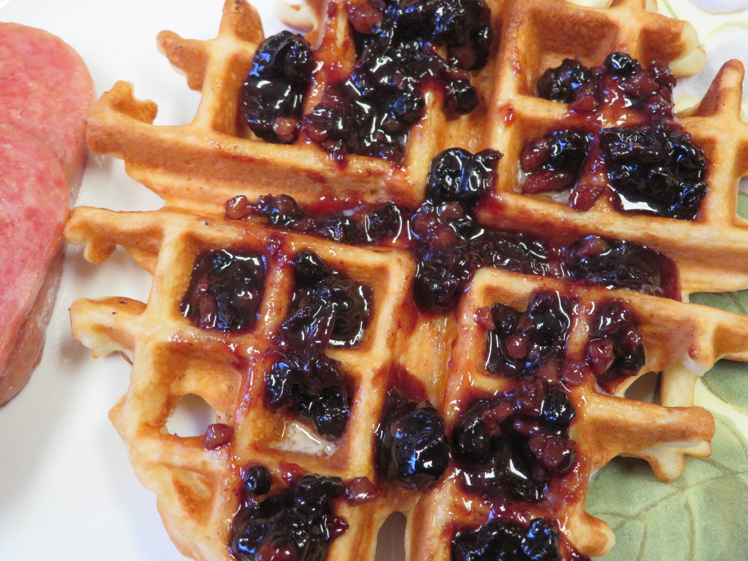 Blueberry Maple Pecan Conserve on a waffle