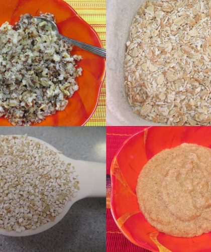 Four kinds of cooked cereal