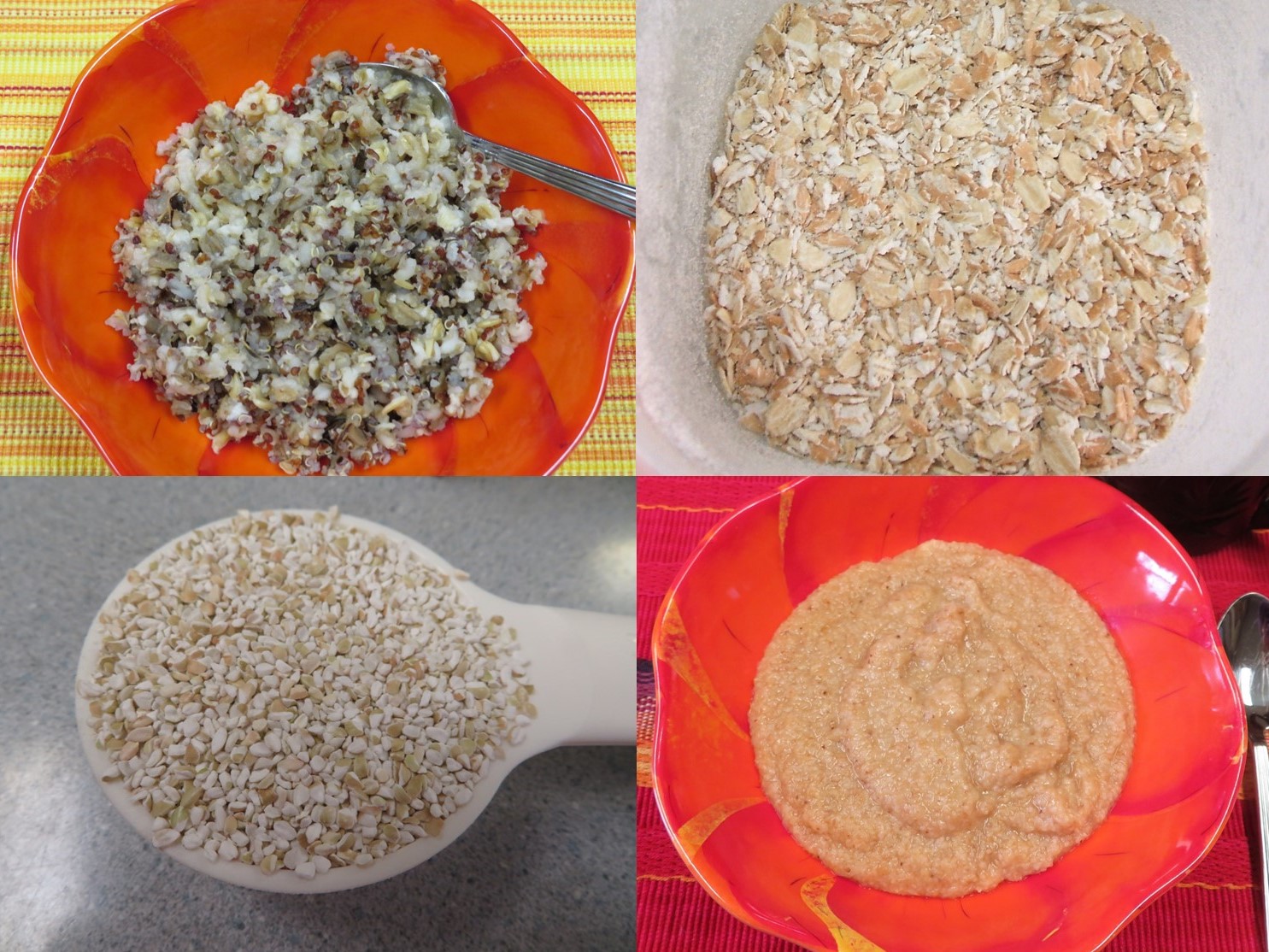 Four kinds of cooked cereal