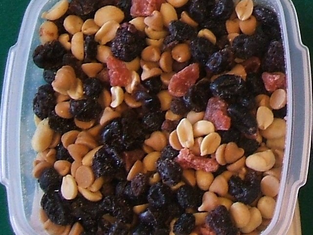 PB and Jam Trail Mix in a plastic container