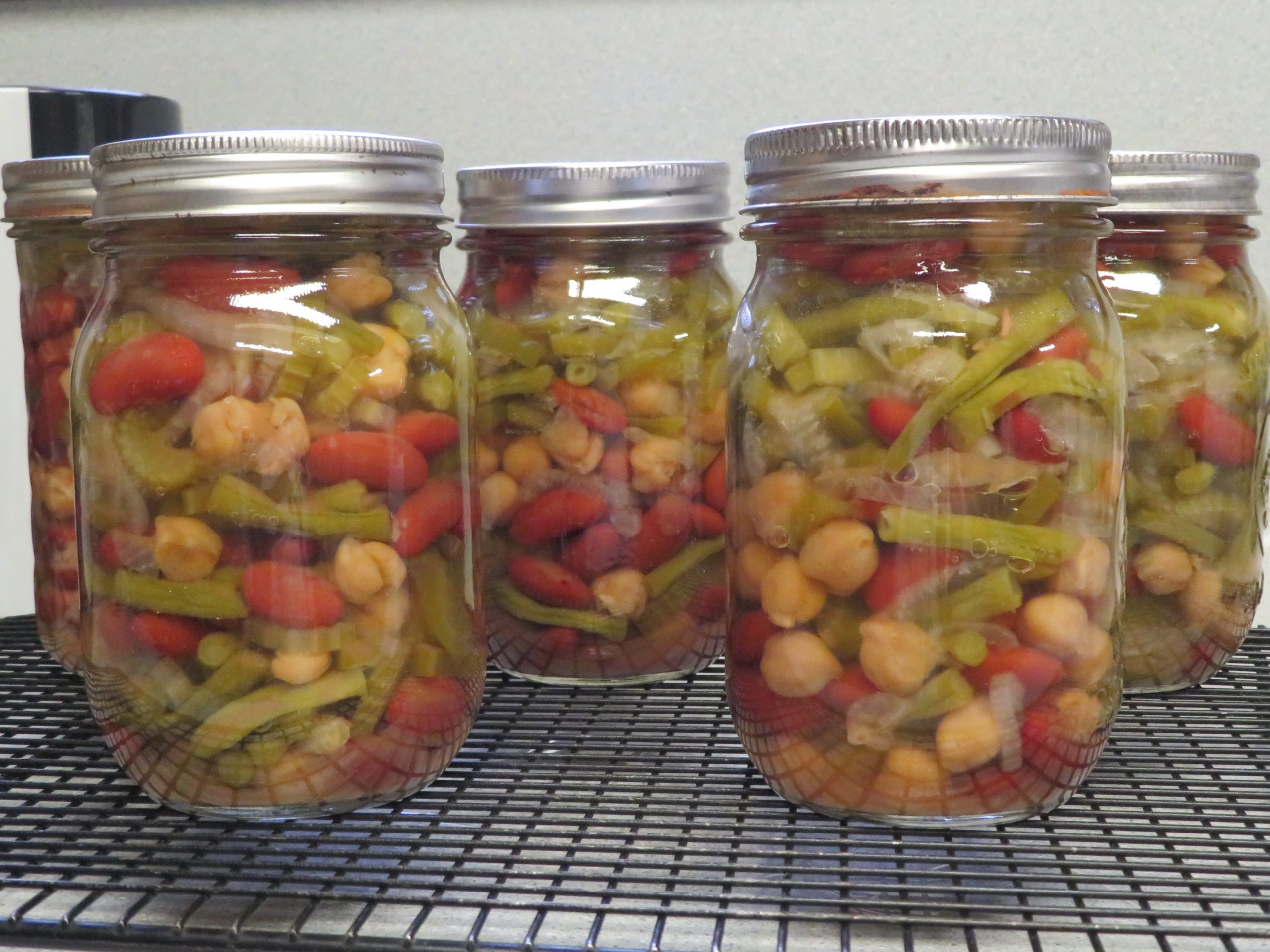 Pint jars of Pickled Three Bean Salad