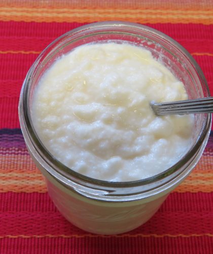 Pint jar of homemade yogurt