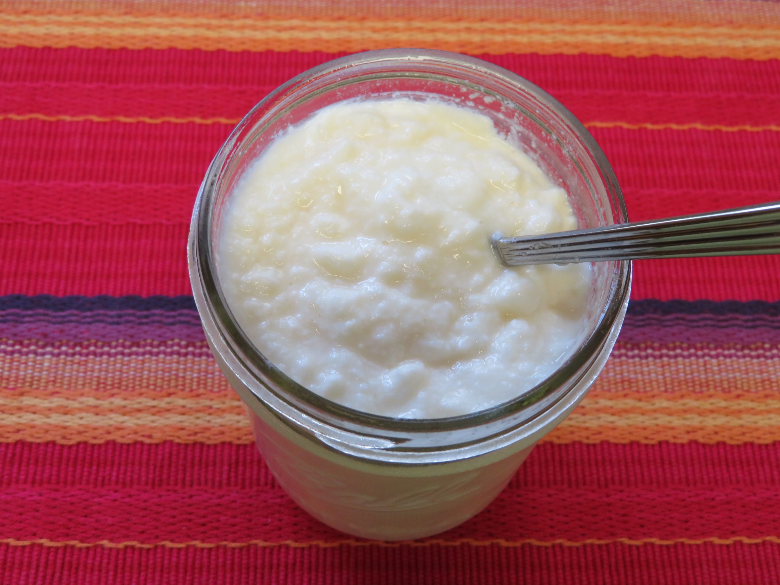 Pint jar of homemade yogurt