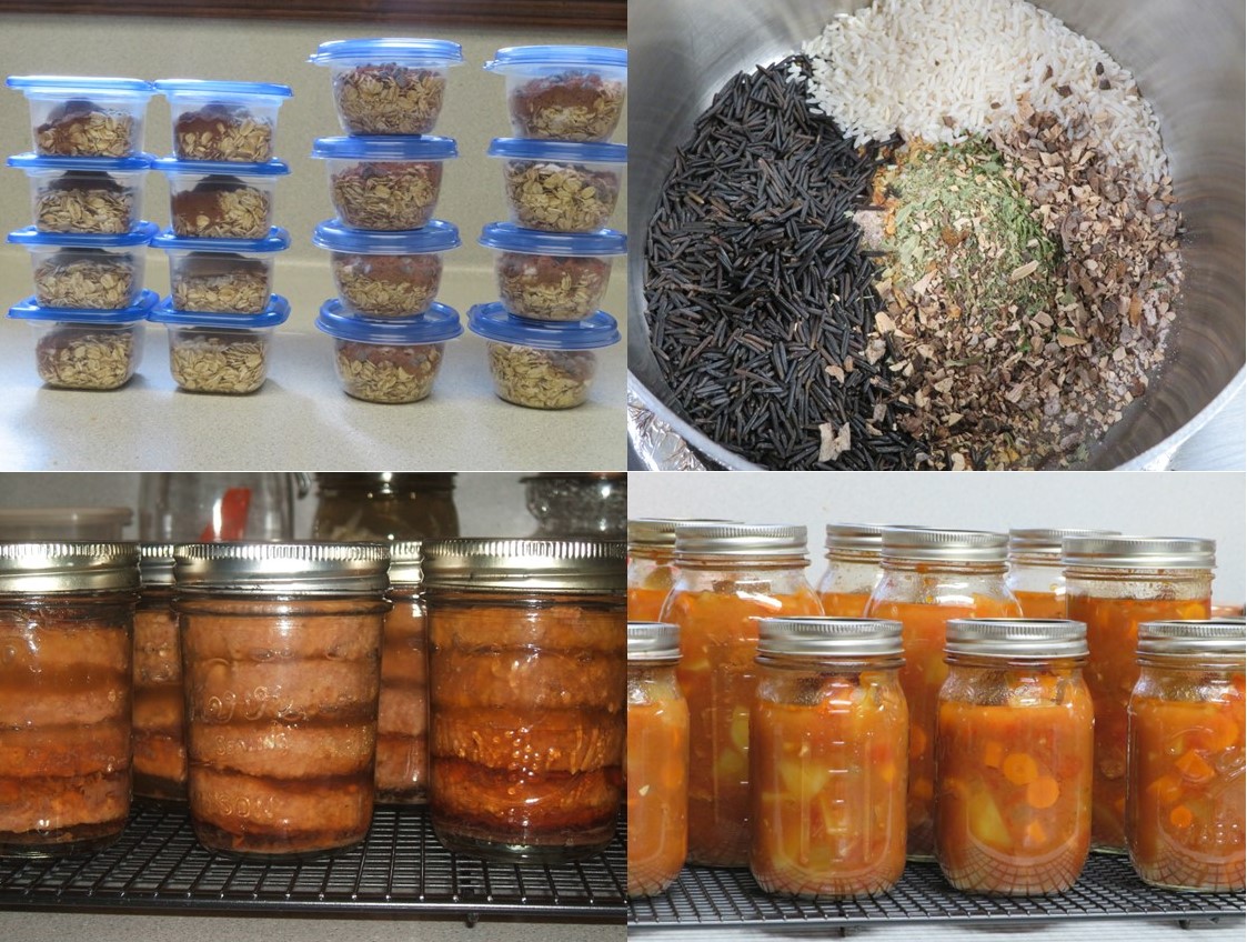 A collage of meals in jars