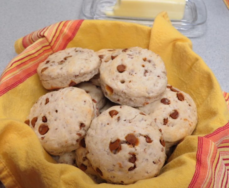 A basket of Cinnamon Pecan Biscuits